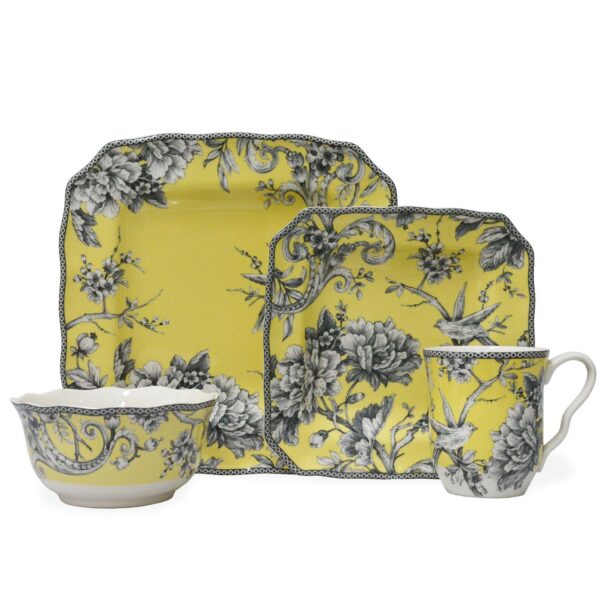 222 Fifth Adelaide Yellow 16-pc. Square Dinnerware Set