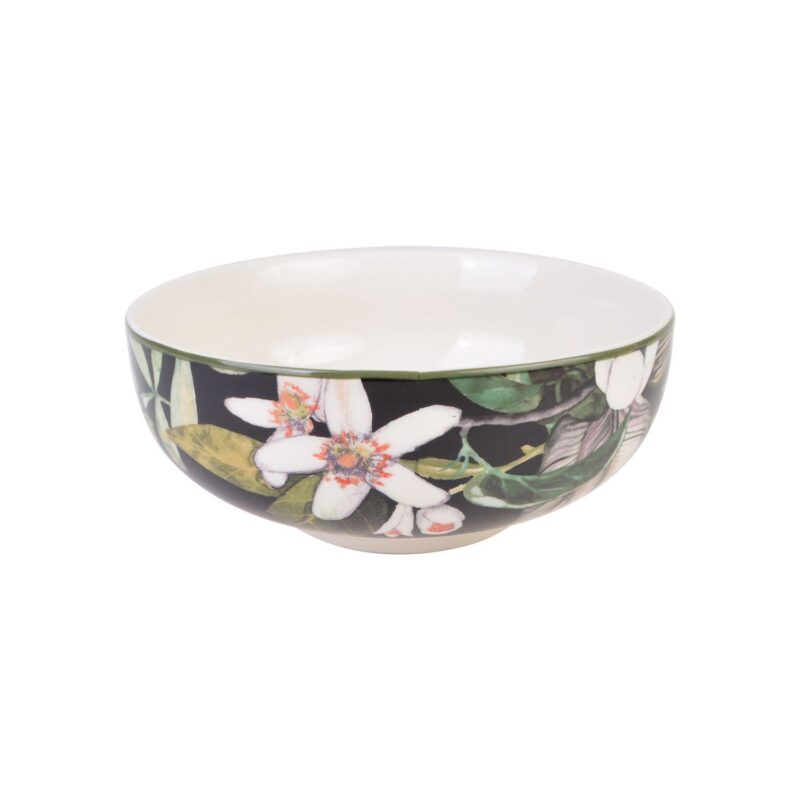 222 Fifth Borneo Black Botanical 12-piece Dinnerware Set - Image 6
