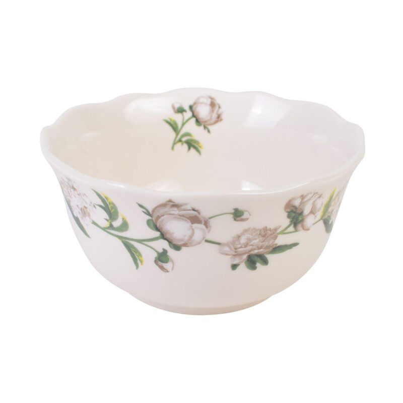 222 Fifth Luxe Peony Neutral Porcelain 12-piece Dinnerware Set - Image 5
