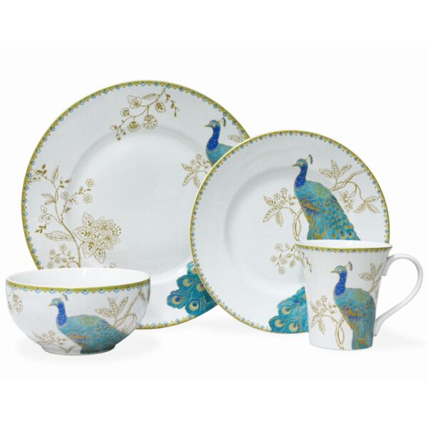 222 Fifth Peacock Garden White 16-pc. Dinnerware Set