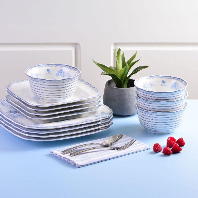 222 Fifth Scenic Toile Blue 12-pc. Porcelain Dinnerware Set - Image 3