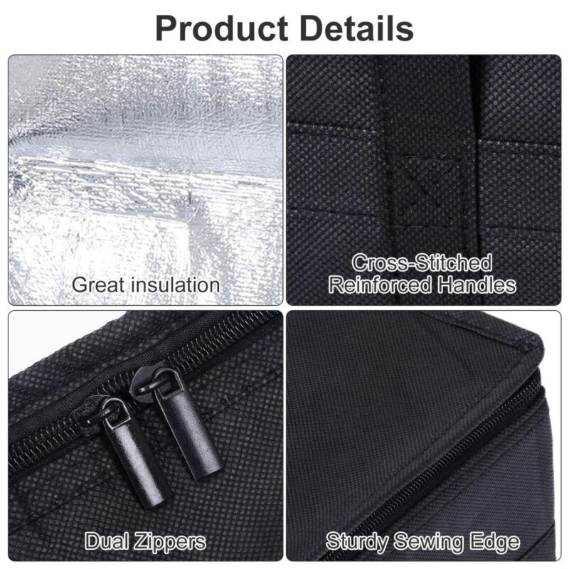 22.8 x13 x15  Insulated Reusable Grocery Bag With Zipper Thermal Food Bag 2pcs - Image 3