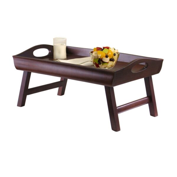 23.5  Antique Walnut Elegant Sedona Rectangular Bed Tray with Foldable Legs and Large Handle