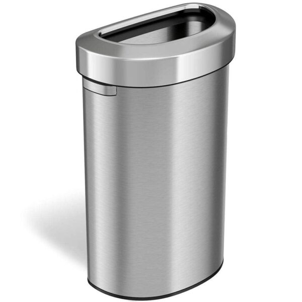 23 Gallon Semi-Round Stainless Steel Open Top Trash Can and Recycle Bin, 7 Liter, Silver