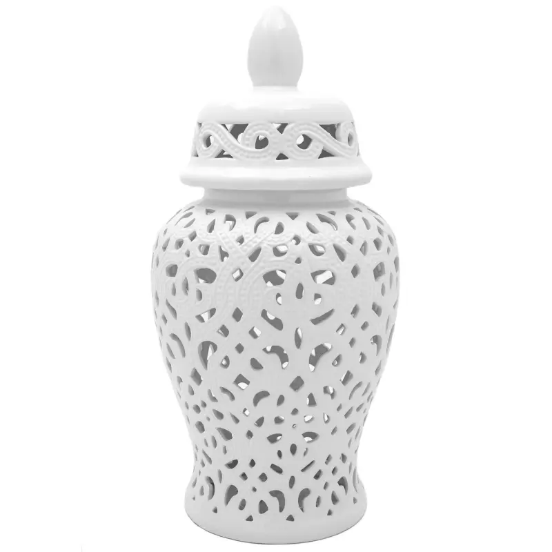 24  Spiral Lattice Temple Jar - White - Image 2