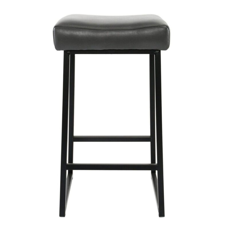 26 Inch Backless Counter Stool with Leatherette Seat, Set of 2, Gray - Image 2