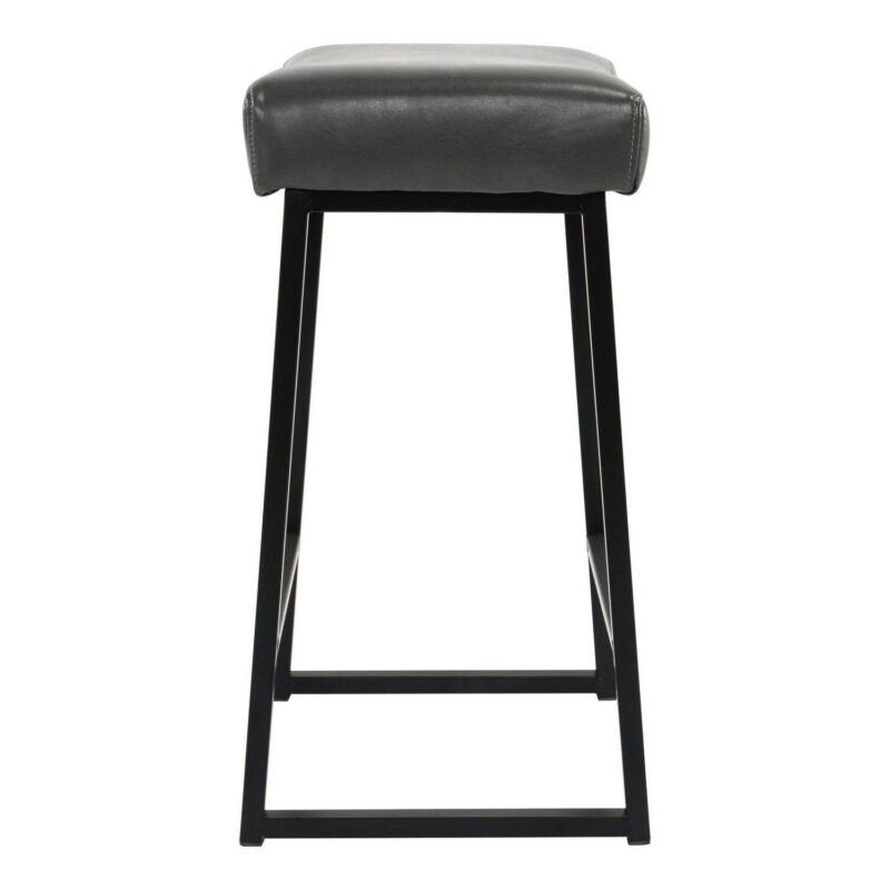 26 Inch Backless Counter Stool with Leatherette Seat, Set of 2, Gray - Image 3