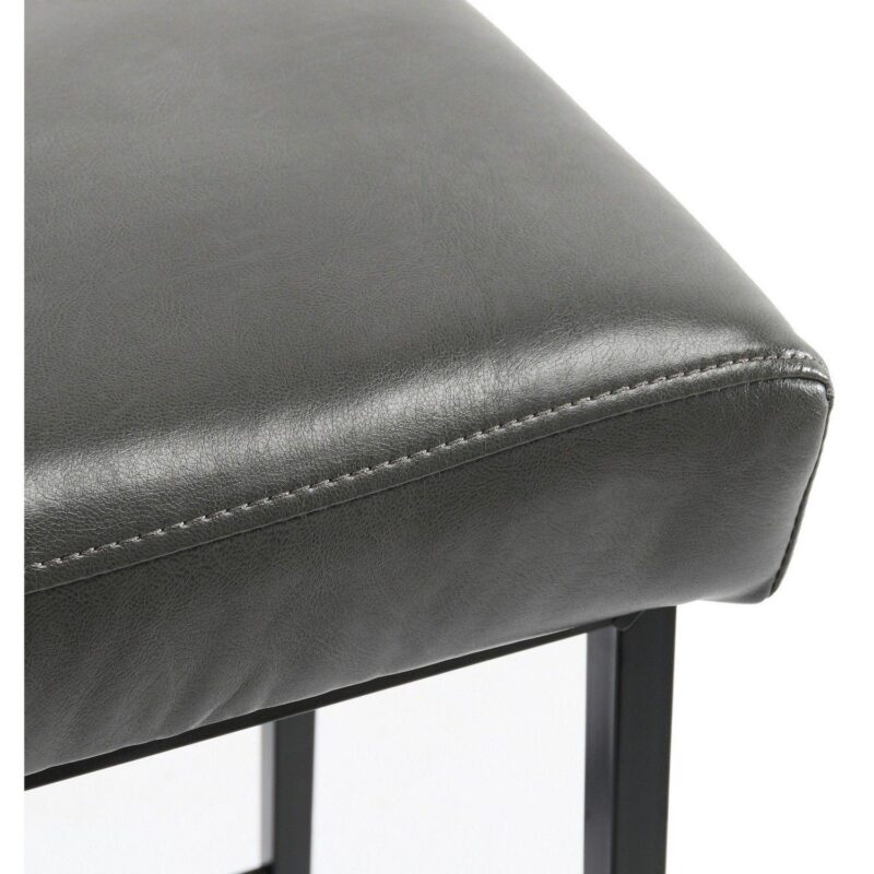 26 Inch Backless Counter Stool with Leatherette Seat, Set of 2, Gray - Image 4