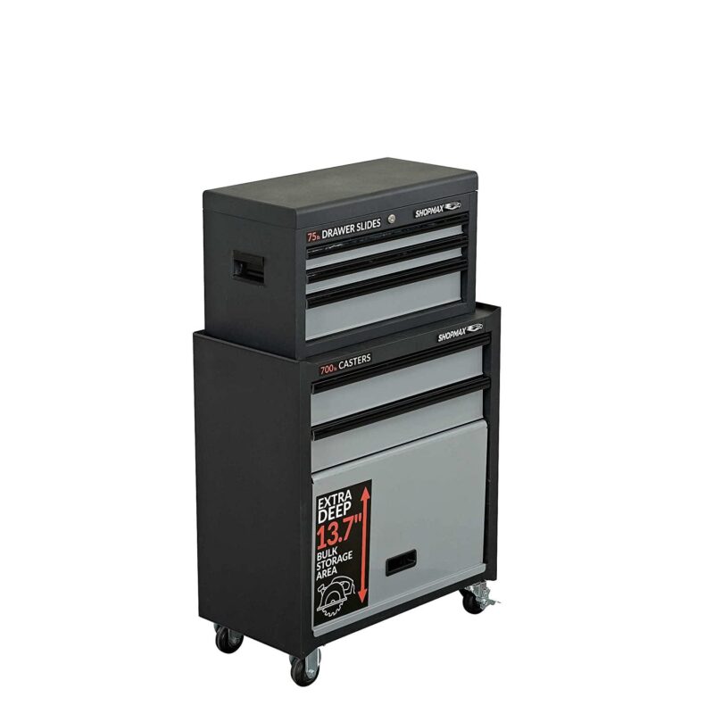 27 in. 5 Drawer + 1 Panel Door Tool Chest and Rolling Cabinet Combo - Image 2