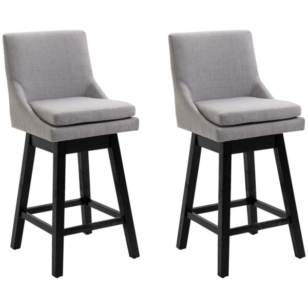 28  Set Of 2 Upholstered Swivel Bar Height Dining Room Chairs W/ Footrest