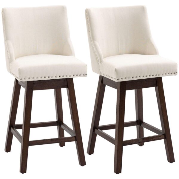 28  Upholstered Swivel Bar Height Nailhead Barstool Dining Chairs Set Dark Grey