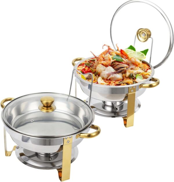 2 Pack Chafing Dish Buffet Set, 5QT Stainless Steel Chafer for Parties Wedding Banquet