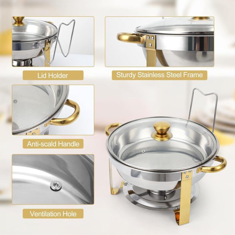 2 Pack Chafing Dish Buffet Set, 5QT Stainless Steel Chafer for Parties Wedding Banquet - Image 5