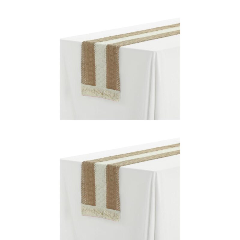 2 Pack Fringe Table Runners, Floral Table Banner For Home Decoration 12  X 87