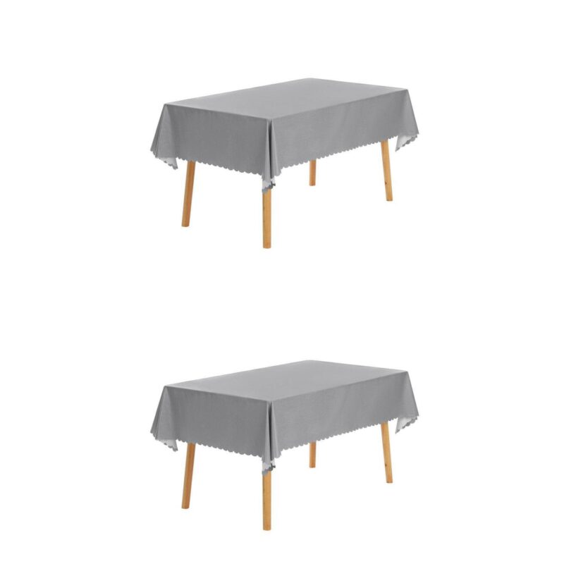 2 Pack Rectangle Tablecloth, Pvc Table Cover For Party Kitchen Dining Room 55x118inch - Image 8