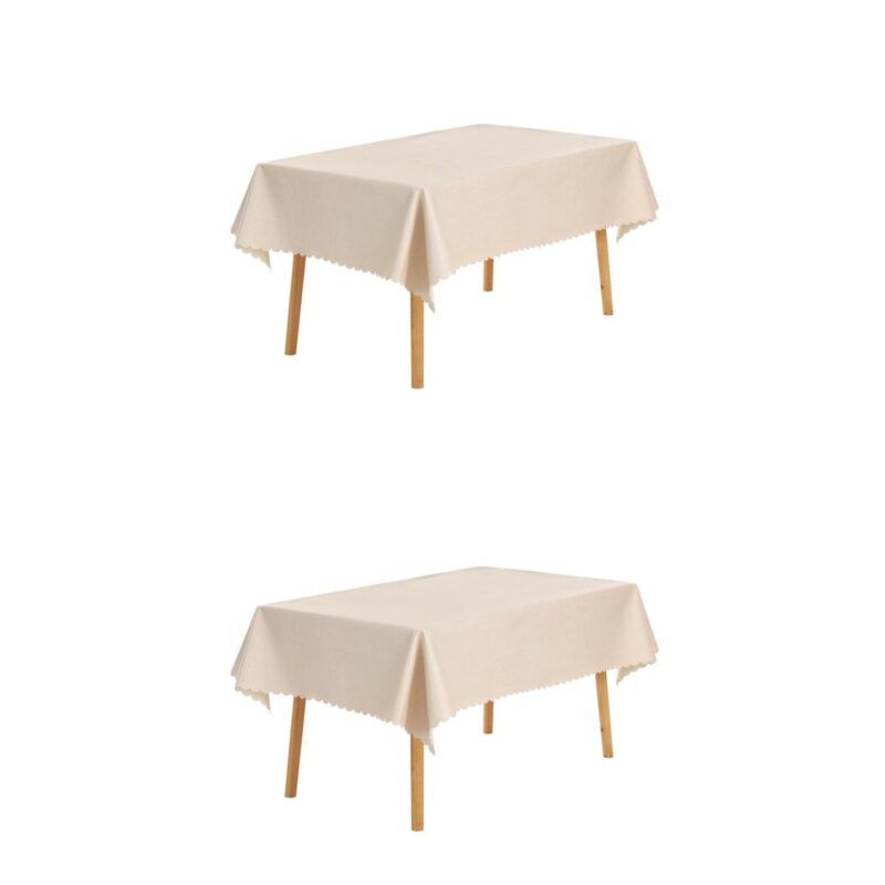 2 Pack Rectangle Tablecloth, Pvc Table Cover For Party Kitchen Dining Room 55x118inch - Image 7