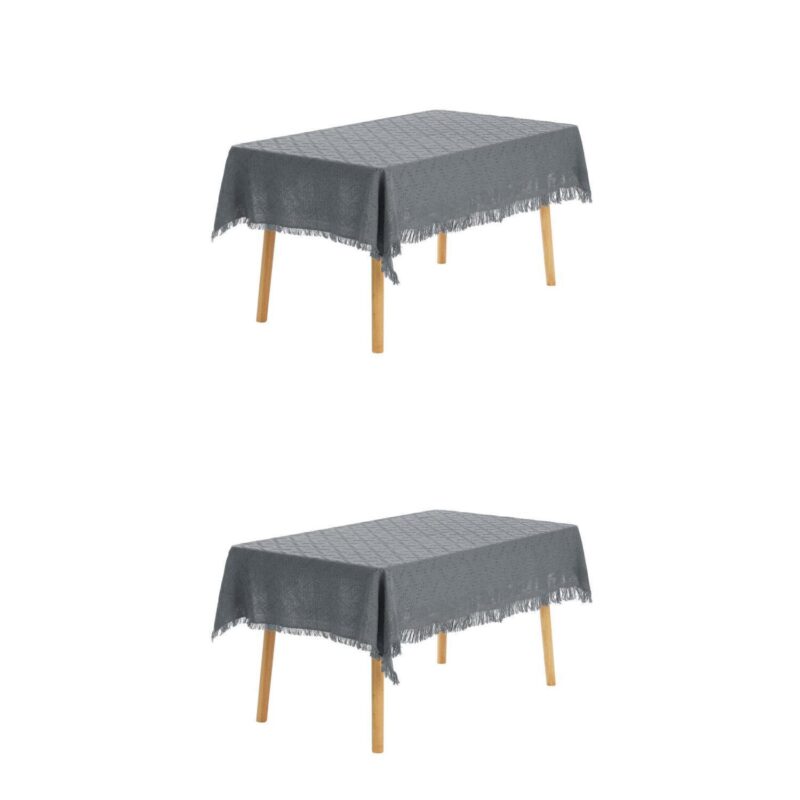 2 Pack Rectangle Tablecloth, Cotton Linen Table Cover With Tassel For Dinner Table 51 x91 - Image 7