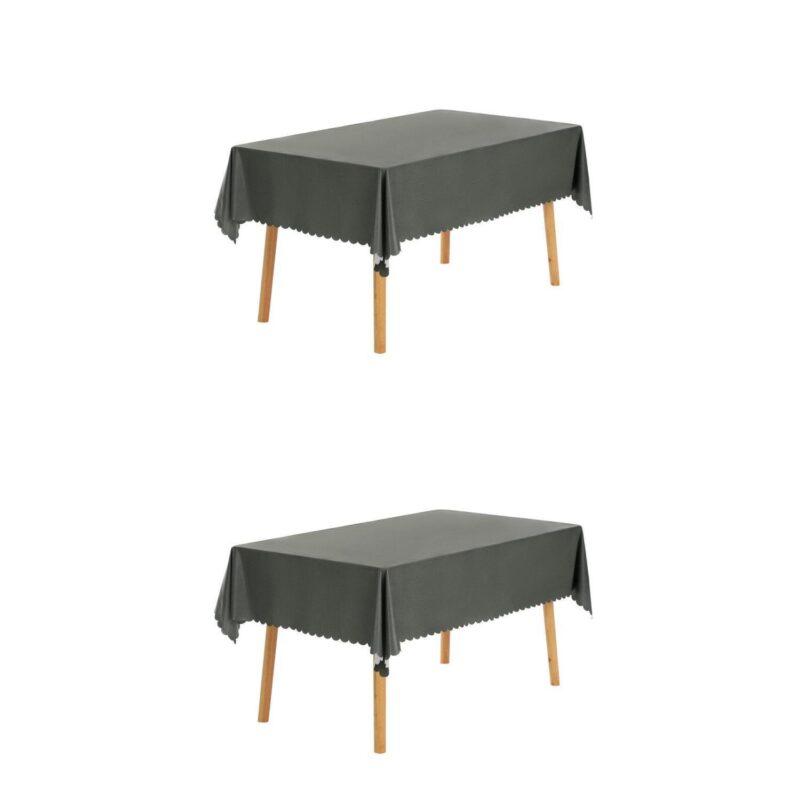 2 Pack Rectangle Tablecloth, Pvc Table Cover For Party Kitchen Dining Room 55x118inch - Image 6