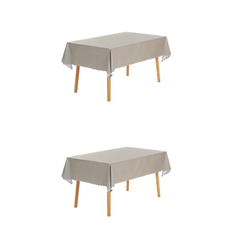 2 Pack Rectangle Tablecloth, Pvc Table Cover For Party Kitchen Dining Room 55x118inch