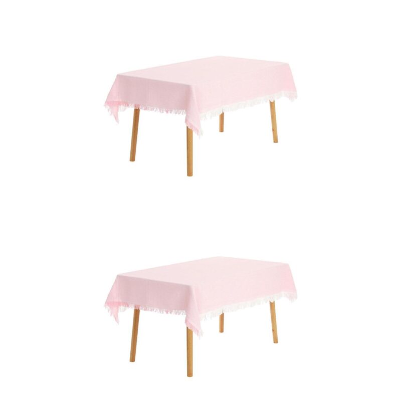 2 Pack Rectangle Tablecloth, Cotton Linen Table Cover With Tassel For Dinner Table 51 x91