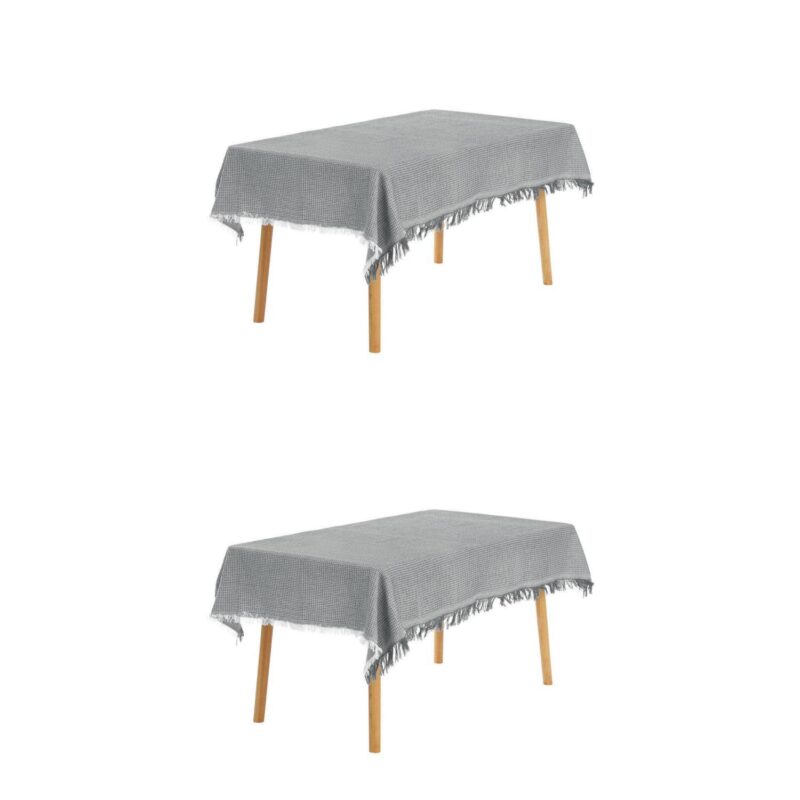 2 Pack Rectangle Tablecloth, Cotton Linen Table Cover With Tassel For Dinner Table 51 x91 - Image 6
