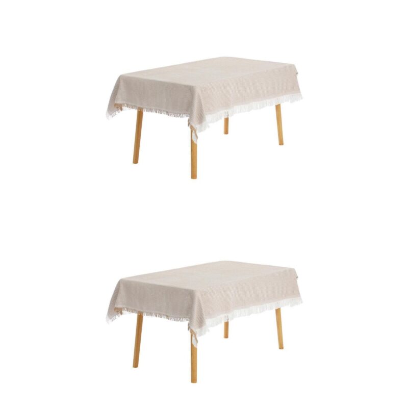 2 Pack Rectangle Tablecloth, Cotton Linen Table Cover With Tassel For Dinner Table 51 x91 - Image 8