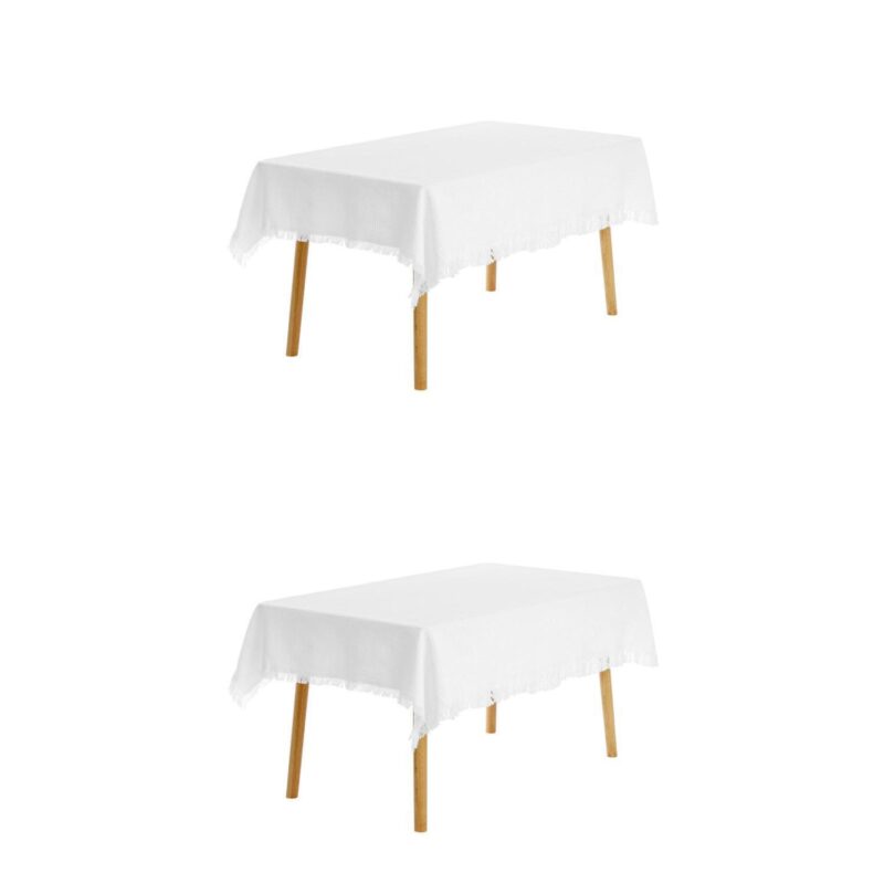 2 Pack Rectangle Tablecloth, Cotton Linen Table Cover With Tassel For Dinner Table 51 x91 - Image 9