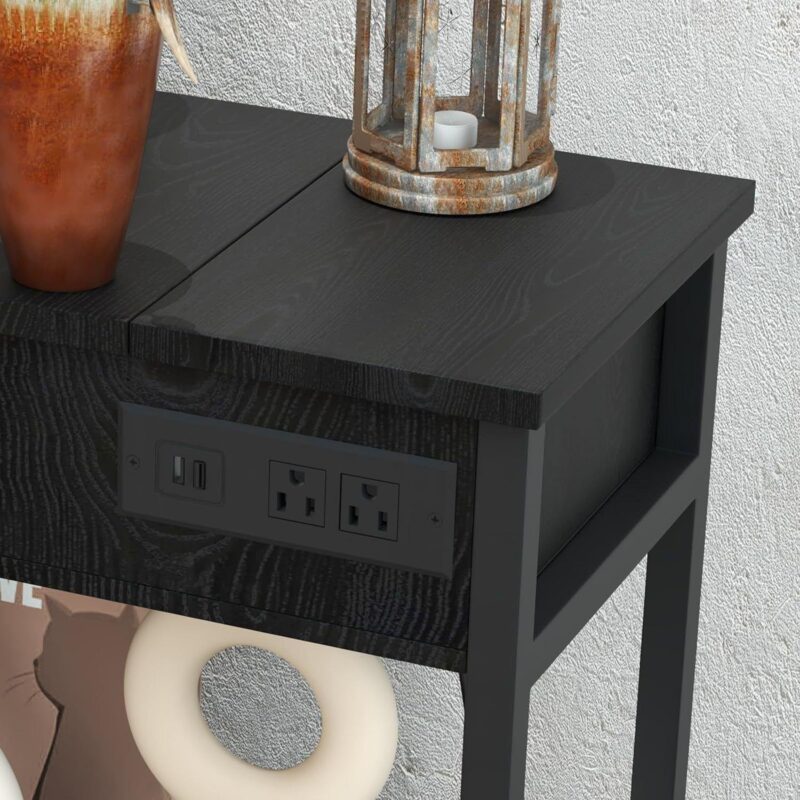 2 Pcs End Table with Charging Station, Side Table and Nightstand with USB Ports - Image 4