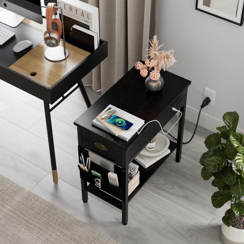 2 Pcs End Table with Charging Station, Side Table and Nightstand with USB Ports - Image 5