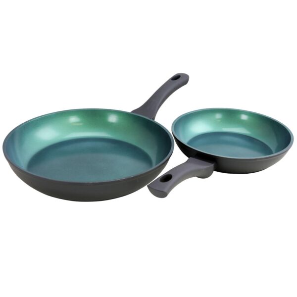 2 Piece Ceramic Non-Stick Fry Pan Set in Matte Charcoal Grey