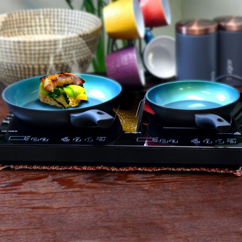 2 Piece Ceramic Non-Stick Fry Pan Set in Matte Charcoal Grey - Image 5
