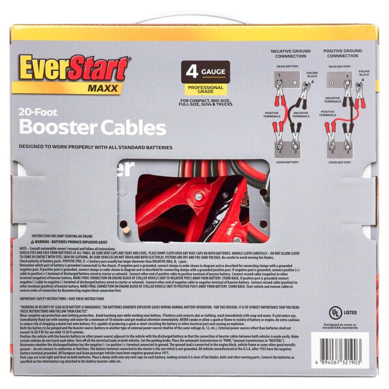 (2 pack) EverStart Maxx 4-Gauge Professional Grade 20-Foot Booster Cables - Image 10