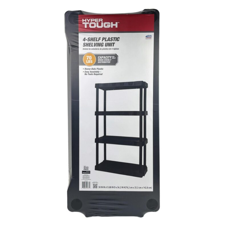 (2 pack) Hyper Tough Black Plastic 4-Tier 56.2  H x 30   W x 13.8  D, 280lb Total Capacity - Image 8