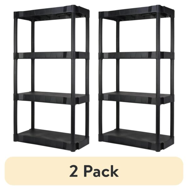 (2 pack) Hyper Tough Black Plastic 4-Tier 56.2  H x 30   W x 13.8  D, 280lb Total Capacity