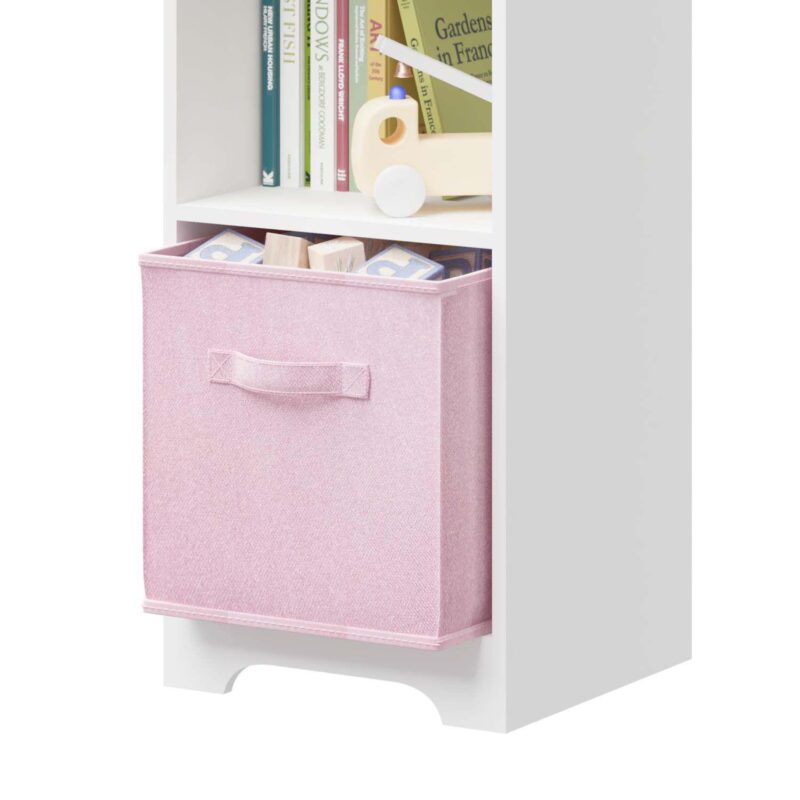 2-tier Display Organizer Kids Dollhouse Bookcase With Collapsible Drawer Storage - Image 3