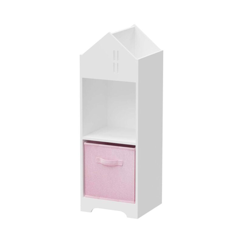 2-tier Display Organizer Kids Dollhouse Bookcase With Collapsible Drawer Storage - Image 6