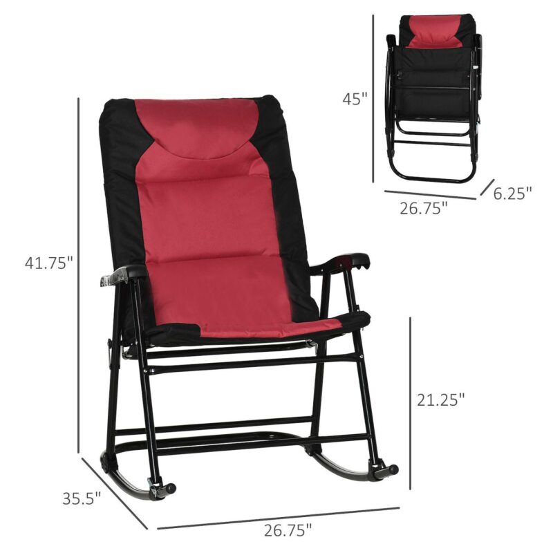 2pc Folding Outdoor Furniture Set, 2 Rocking Chairs For Camping, Patio, Blue - Image 3