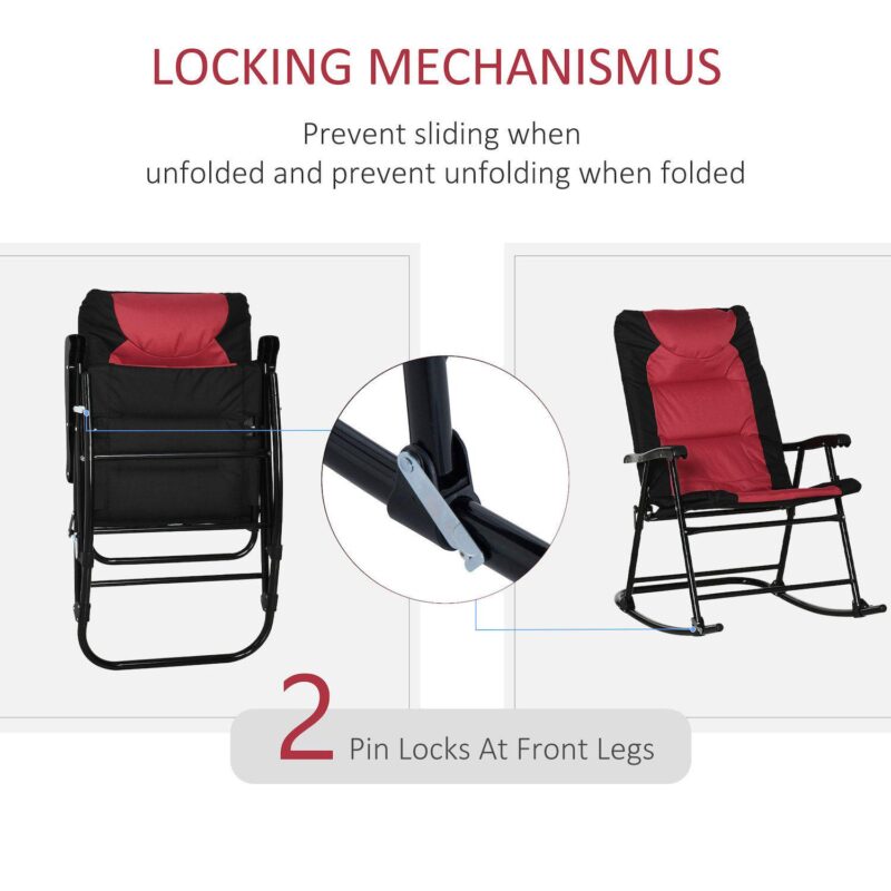 2pc Folding Outdoor Furniture Set, 2 Rocking Chairs For Camping, Patio, Blue - Image 5