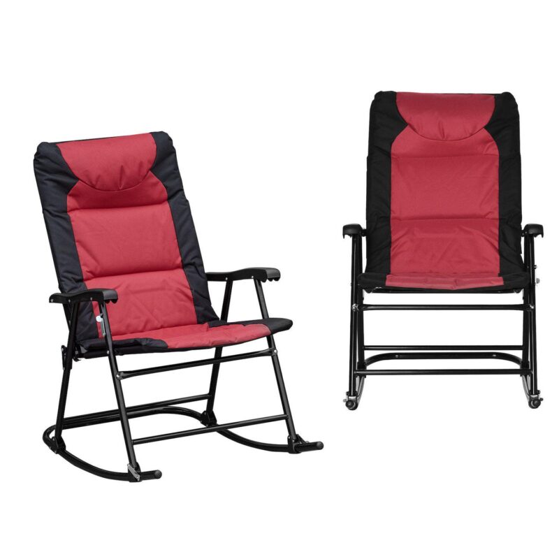 2pc Folding Outdoor Furniture Set, 2 Rocking Chairs For Camping, Patio, Blue - Image 6