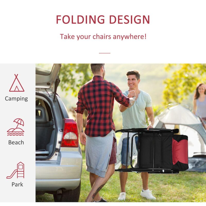 2pc Folding Outdoor Furniture Set, 2 Rocking Chairs For Camping, Patio, Blue - Image 4
