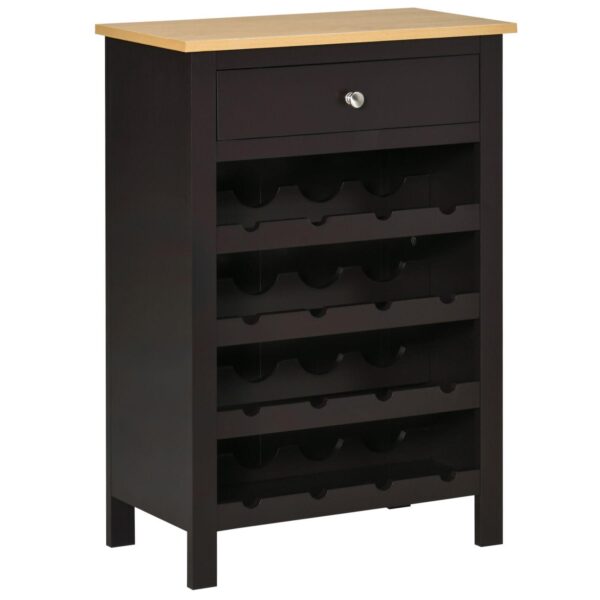 31  Wine Bar Storage Cabinet Organizer W/ 16-bottle Rack and Drawer, Dark Brown