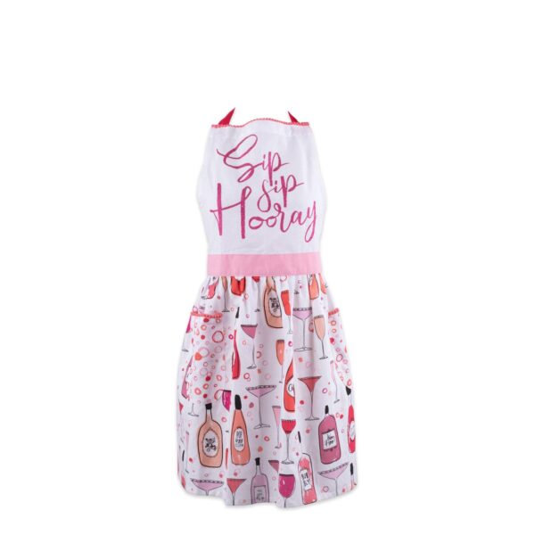 31  x 40  Pink White and Coral Peach Sip Sip Hooray Print Apron