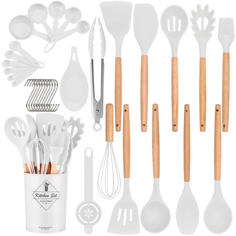 34pcs Kitchen Silicone Cookware Set, Silicone Cooking Kitchen Utensils Set Nonstick Cookware
