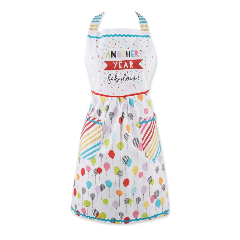 35  Red and White Another Year Printed Apron with Pocket