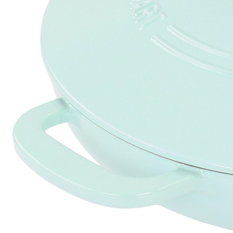 3.5 Quart Enameled Cast Iron Braiser in Blue with Self Basting Lid - Image 3
