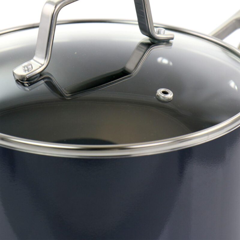 3.5 Quart Nonstick Aluminum Saucepan in Dark Gray with Glass Lid - Image 4