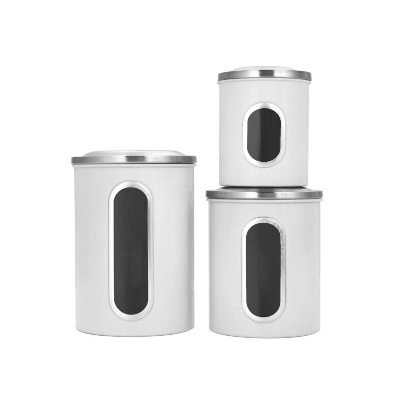 3 Piece Set Of Nesting Stainless Steel Canisters. With Tight Fitting Lids And Clear-view Windows - Image 2
