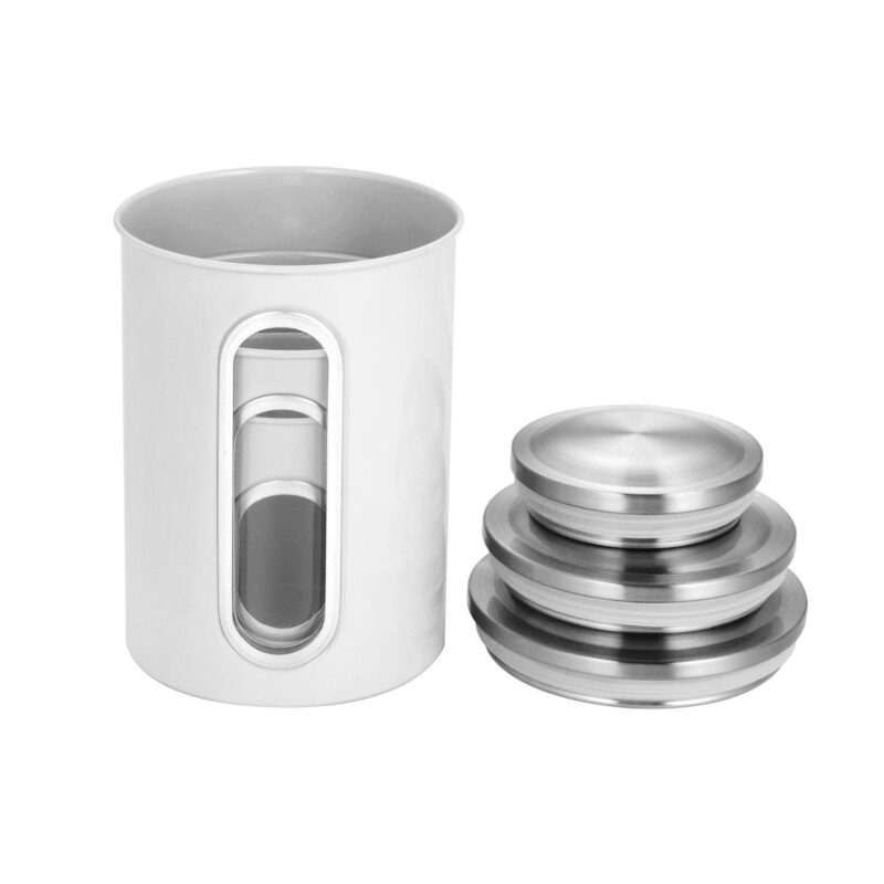 3 Piece Set Of Nesting Stainless Steel Canisters. With Tight Fitting Lids And Clear-view Windows - Image 5