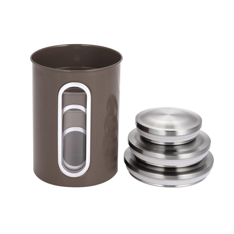 3 Piece Stainless Steel Canister Set in Brown Finish - Image 4