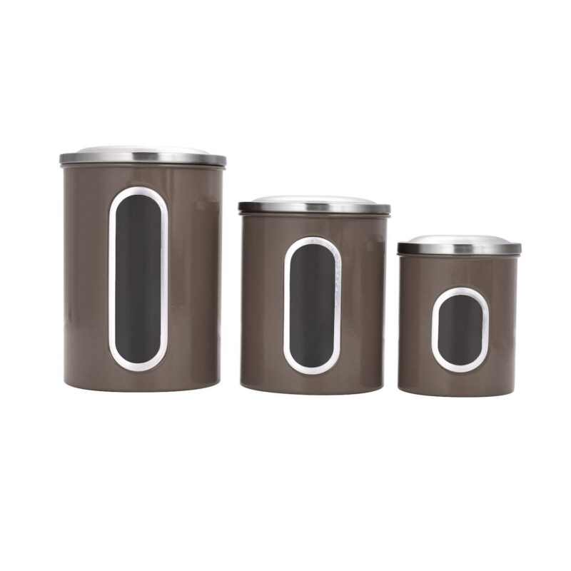 3 Piece Stainless Steel Canister Set in Brown Finish - Image 5